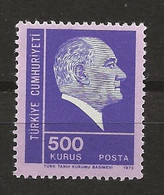 TURKEY 1972 Kemal Ataturk 500 K   Unificato Cat. N° 2047 Absolutely MNH ** - Other & Unclassified