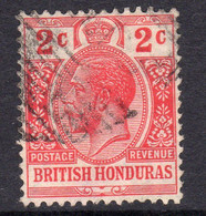 British Honduras 1913 2c Dull Scarlet, Wmk. Multiple Crown CA, Perf. 14, Used, SG 102b (WI2) - British Honduras (...-1970)