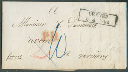 LAC De LENNEP Le 6 Avril 1856 Vers Verviers - Verso : Dc Rouge ALLEMAGNE PAR VERVIERS - 17846 - Doorgangstempels