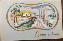 Cpa, Bonne Année, édition SR, Illustration Village Enneigé, Pont, Rivière Etc, écrite - New Year