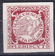 POLAND 1920 3 Hal Slask Cieszynski Mint Hinged Essay Silesia Red On White Paper - Viñetas