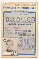 SNCF - 4 Cartes D'identité "Familles Nombreuses" - Réduction De 30% - Marseille Saint Charles - 1960 - Andere & Zonder Classificatie