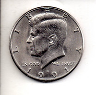 REF M6 : Monnaie Coin U.S.A. Half Dollar Kennedy 1991 - Half Dimes (Demi Dimes)