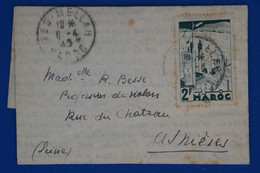 R4 MAROC BELLE LETTRE 1945 VOYAGEE PAR AVION FES POUR ASNIERES  FRANCE + AFFRANCH. INTERESSANT - Lettres & Documents