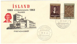 Iceland Island 1963 100 Years National Museum, Sigurdur Gudmundsson, The Lion Knight Kills The Dragon;  Mi 368-369 FDC - Covers & Documents