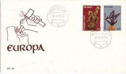Iceland Island 1974 Europe: Sculptures, MI 489-490 FDC - Lettres & Documents