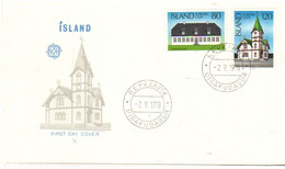 Iceland Island 1978 Europe: Monuments,  Videyjarstofa (1752-54). Húsavíkur Church (1906) MI 530-531 FDC - Brieven En Documenten