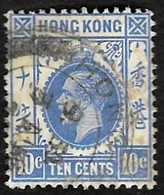 HONG KONG  1921-23  -  Y&T 123  - Georges V  10c  Bleu -  Oblitéré - Usati
