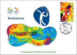 ARGELIA 2016 - FDC Olympic Games Rio 2016 Badminton Olympische Spiele Olímpicos Olympics JO - バドミントン - Badminton