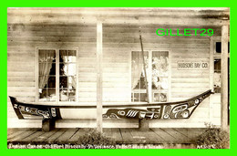 TACOMA, WA - INDIAN CANOE OLD FORT NISQUALLY, PT DEFIANCE PARK - SIGN OF HUDSONS BAY CO - REAL PHOTOGRAPH - - Tacoma