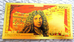 ★  BILLET POLYMER " OR " AVEC COULEURS DU 500 NOUVEAUX FRANCS MOLIERE ★ - 500 NF 1959-1966 ''Molière''