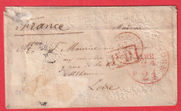 VALENTINE LOVE LETTER NEW YORK USA 1861 ST ETIENNE LOIRE PP ENCADRE ROUGE - …-1845 Voorfilatelie