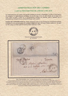 1864. BUENOS AIRES A REUS. MARCA ADMIN. DE CAMBIO DE BADAJOZ. CIRCULAR. FECHADOR INGLÉS. MUY BONITA E INTERESANTE. - Buenos Aires (1858-1864)