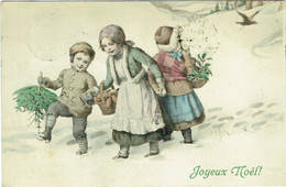 Illustrateur : SCHUBERT,H.  M.M.Vienne. M.Munk. Enfants Dans La Neige. Joyeux Noël. - Schubert