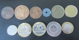 France - 11 Monnaies Entre 1885 (5 Centimes Cérès) Et 2000 (10 Francs Génie De La Bastille) - Collections