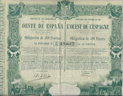 COMPAGNIE DES CHEMINS DE FER DE L'ESPAGNE-OBLIGATION ILLUSTREE DE 500 FRS -ANNEE 1894 - Chemin De Fer & Tramway