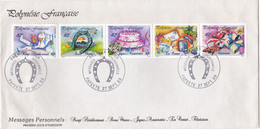 POLYNESIE : Série Messages Personnels Sur FDC De Papeete Du 27 9 1989 - Covers & Documents