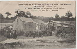 RARE CPA  Le Geneste  (53) Laboratoires  De Recherches Sur Les Minerais  Herrenschmidt Inventeur De L'Or  TBE - Le Genest Saint Isle