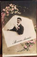 Cpa Glacée, Bonne Année, édition Circé (Marque ER), Homme, Fleurs, Enveloppe, N°5023, écrite - Men