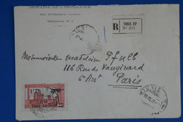 R14 TUNISIE BELLE LETTRE RECOM.1935 TUNIS POUR PARIS FRANCE+ POSTE AERIENNE+ AFFRANCHISSEMENT INTERESSANT - - Luftpost