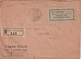 SUISSE 1928 LETTRE RECOMMANDEE DE ZURICH AVEC CACHETY ARRIVEE NEW YORK - Other & Unclassified