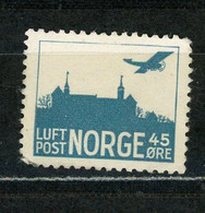 NORVEGE : POSTE AERIENNE - Yvert N° 1 (*) 19,5 MM - Unused Stamps