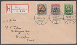 1912. DANMARK. 35 øre Surcharge. Complete Set On Beautiful Small REGISTERED Cover To ... (Michel 60-62) - JF418735 - Briefe U. Dokumente