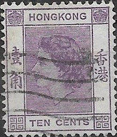 HONG KONG 1954 Queen Elizabeth - 10c - Lilac FU - Usati