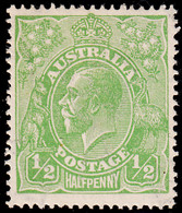 Australia 1918-23 MH Sc #60 1/2p George V Green Variety - Nuevos