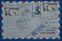 R17 FRANCE BELLE LETTRE 1957 IER VOL PARIS DJAKARTA   + AFFRANCHISSEMENT INTERESSANT - 1927-1959 Covers & Documents