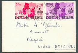 N°41-45 Obl. Sc ELISABETHVILLE sur Enveloppe Carte De Visite (petit Format, Avec Son Contenu) Du 8-6-1961 Vers Liège. - - Katanga