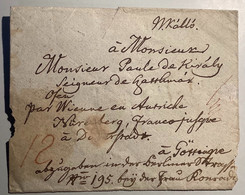 Hungary NAGYKALLO 1802Pre-Stamp Cover>Göttingen Hannover FRANCO DUDERSTADT; Nürnberg(Österreich Ungarn Brief Transitpost - ...-1867 Vorphilatelie