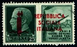 39992) ITALIA RSI-25 C.imperiale" PROPAGANDA DI GUERRA CON SOPRASTAMPA IN ROSSO DEL ESPRESSO DA 2.50 L.-MNH** - Etiopía