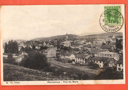 ZOD-10 Porrentruy Vue Du Nord, Cachet Frontal 1908, Circulé Vers Breuleux. Turberg 34 - Les Breuleux