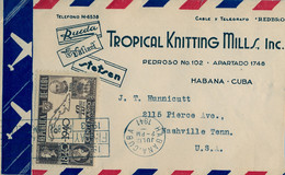 1941  CUBA , SOBRE CIRCULADO , LA HABANA - NASHVILLE , TROPICAL KNITTING MILLS , CORREO AÉREO , CENTENARIO SELLO POSTAL - Briefe U. Dokumente