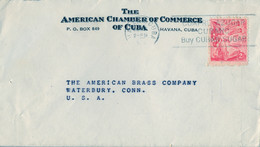 1948 CUBA , SOBRE CIRCULADO , LA HABANA - WATERBURY , THE AMERICAN CHAMBER OF COMMERCE OF CUBA - Lettres & Documents