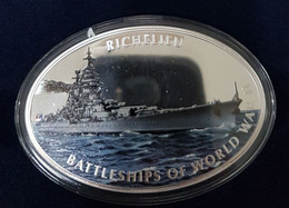 Tokelau 1$ 2013 "Battleships Of World War II" - Richelieu. Proof. 2oz. Oval 70x45 Mm. Very Scarce. Mintage = 3000. - Autres – Océanie