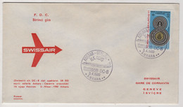 SWISSAIR, AIRLINES , ANKARA TO GENEVE  ,DC-9  ,1980 ,FDC,COVER - Briefe U. Dokumente