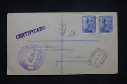 ESPAGNE - Enveloppe En Recommandé De San Sebastian Pour Paris Avec Cachet De Censure En 1939 - L 96968 - Nationalistische Zensur