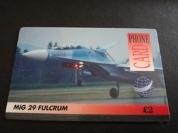 GREAT BRITAIN   2 POUND  AIR PLANES   MIG 29 FULCRUM    PREPAID CARD      **5453** - Collections