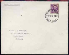 Australia 1948 KG6 2d Purple On Plain Typed Addressed Cover With  First Day Cancel Of 16 Dec (Gibbons 20Dec) - Mint Stamps