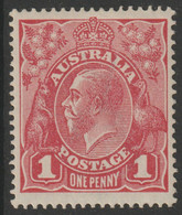 Australia 1914 KG5 Head 1d Pale Carmine P14 Die I Fine Mounted Mint With Inverted Watermark, SG 21w - Neufs