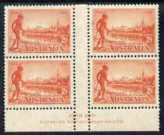 Australia 1934 Centenary Of Victoria 2d Perf 11.5 John Ash Imprint Gutter Block Of 4, Fine Mounted Mint SG 147a - Mint Stamps