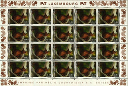 Luxembourg 4 Feuilles à 20 Timbres 0,45+0,05/0,52+0,08/0,89+0,21euro Ecureuil/Sanglier/Pigeon 2001 - Feuilles Complètes
