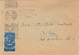 WORLD YOUTH FESTIVAL, POSTMARK AND STAMP ON MEDICAL SCIENCE SOCIETY HEADER COVER, 1953, ROMANIA - Covers & Documents