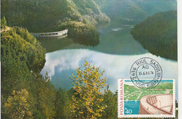 SCIENCE, ENERGY, SADU DAM AND RESERVOIR LAKE, WATER POWER PLANT, CM, MAXICARD, CARTES MAXIMUM, 1980, ROMANIA - Water