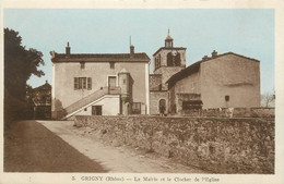 CPA FRANCE 69 " Grigny, La Mairie Et Le Clocher De L'église" - Grigny