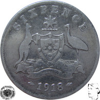 LaZooRo: Australia 6 Pence 1918 VF - Silver - Sixpence