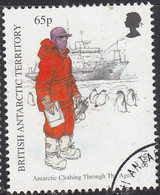 British Antarctic Territory 1998 Used Sc #262 65p Man With Penguins, Ship Antarctic Clothing - Usati