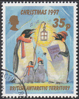 British Antarctic Territory 1997 Used Sc #250 35p Penguins Caroling Christmas - Oblitérés